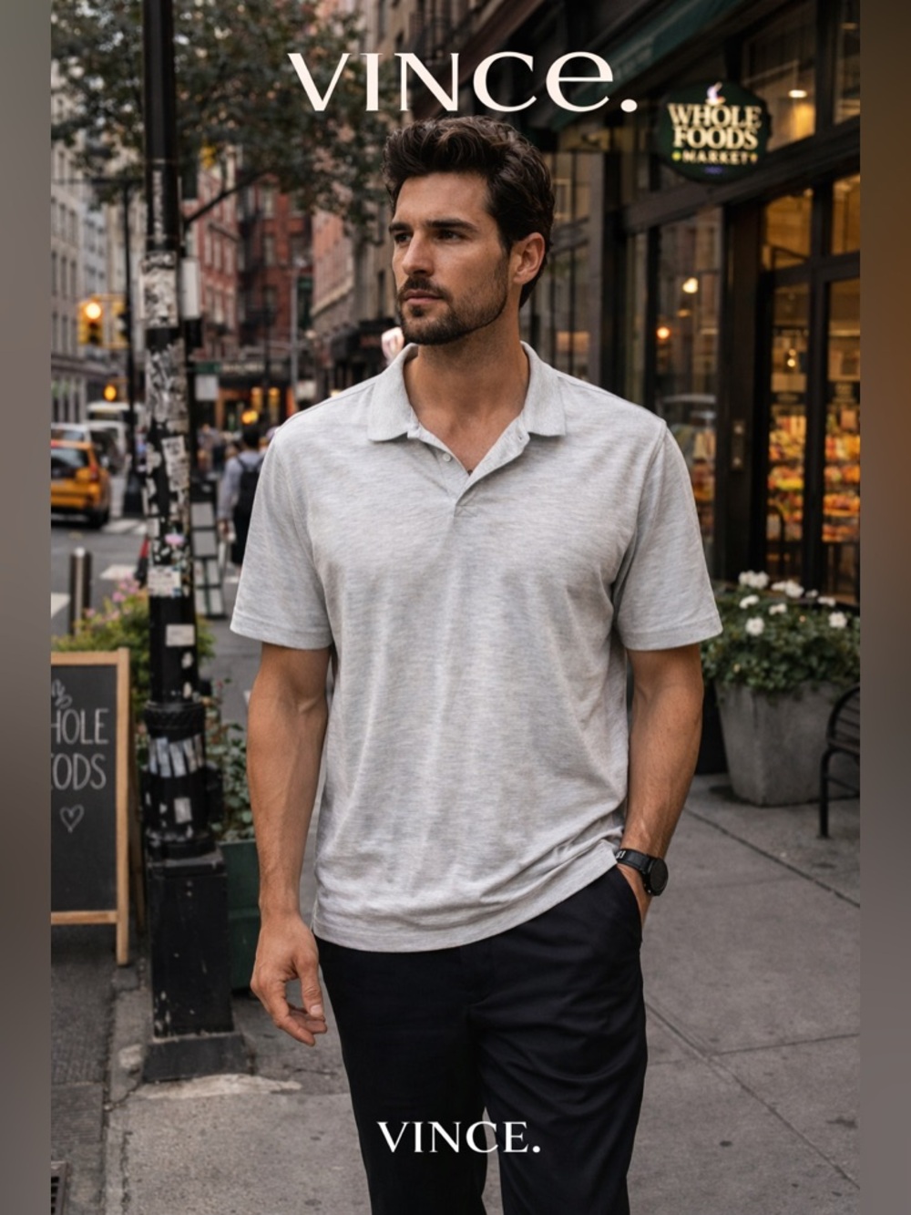 Vince Light Gray Short-Sleeve Polo